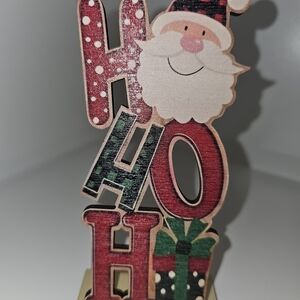 Festive Santa 'Ho Ho Ho' Wooden Decor